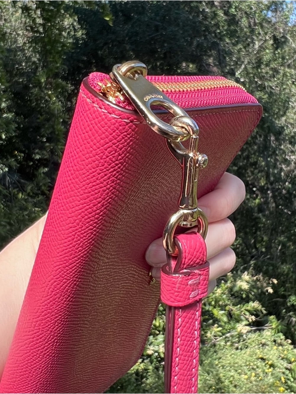 COACH Long Zip-Around Wallet PINK Smooth Leather w GOLD Hardware AUTHENTIC - Picture 11 of 11